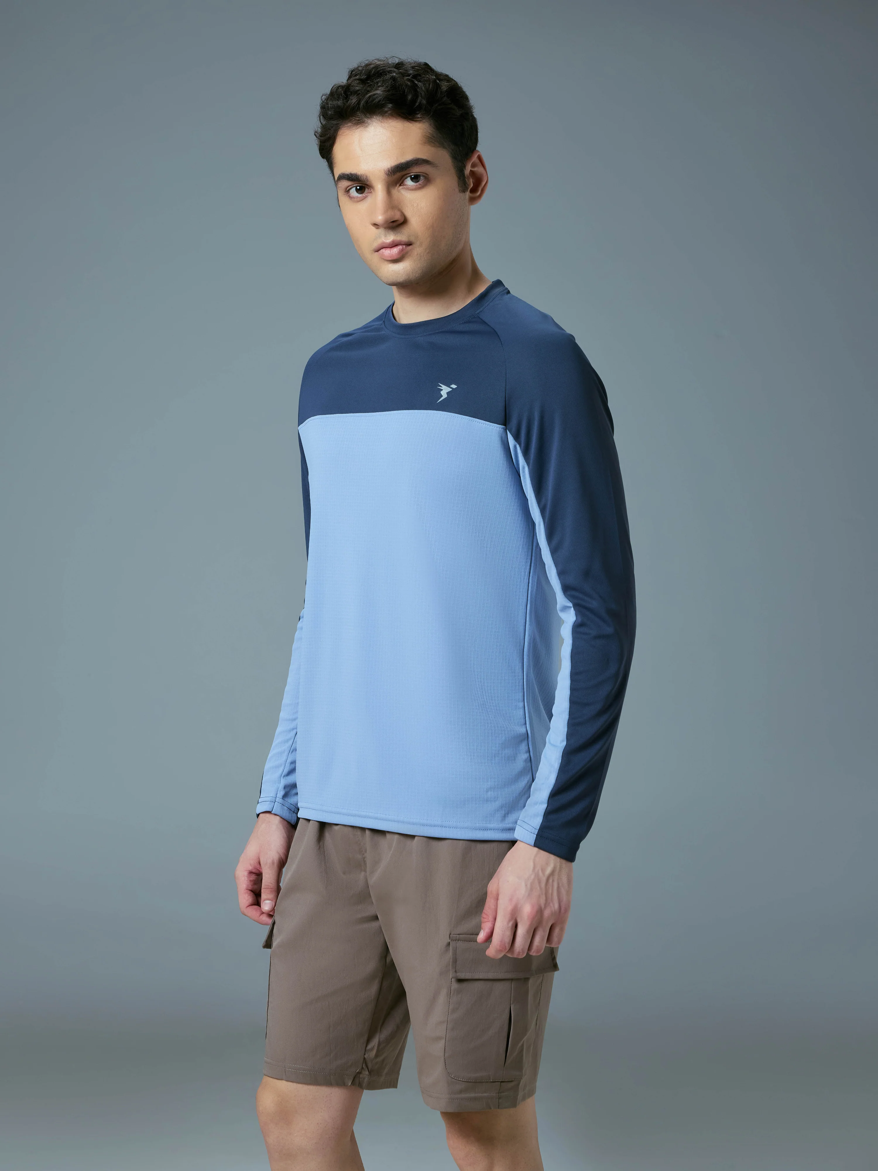 Men Colorblock Slim Fit Crew Neck T-shirt with TECHNO COOL+ - Image 3