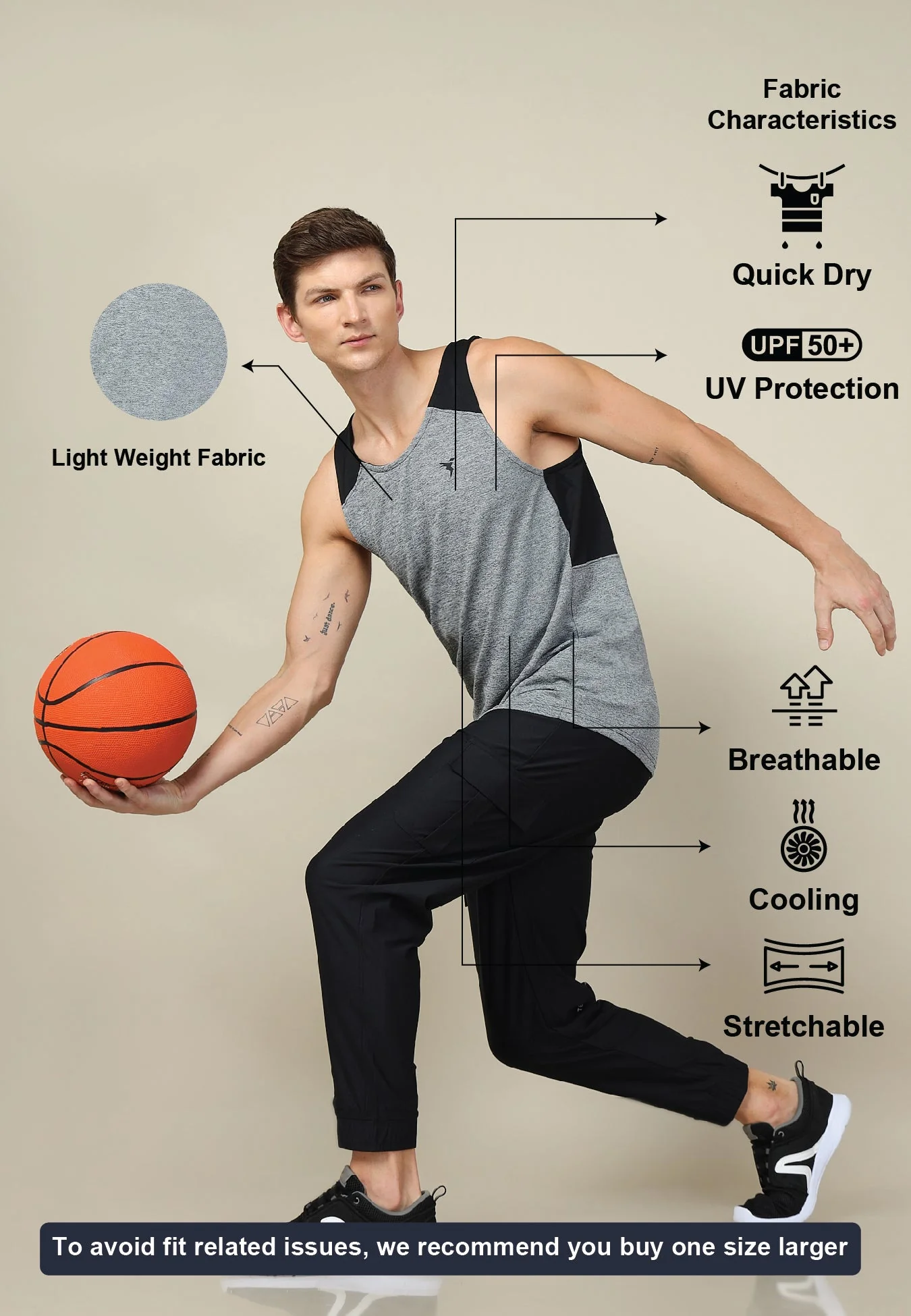 Men Melange Slim Fit Scoop Neck Innerwear Vest with TECHNO COOL+ - Image 5