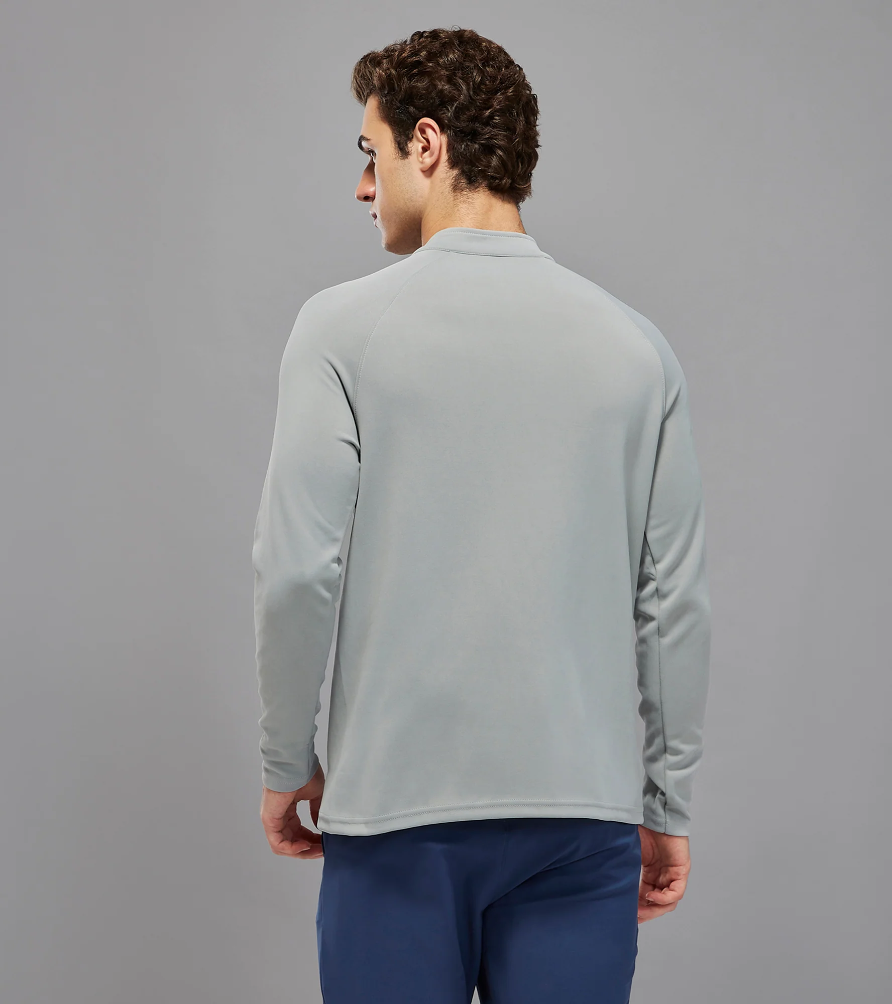 Men Solid Slim Fit Mock Neck Sports Sweatshirt with ELASTO PLUS - Image 3