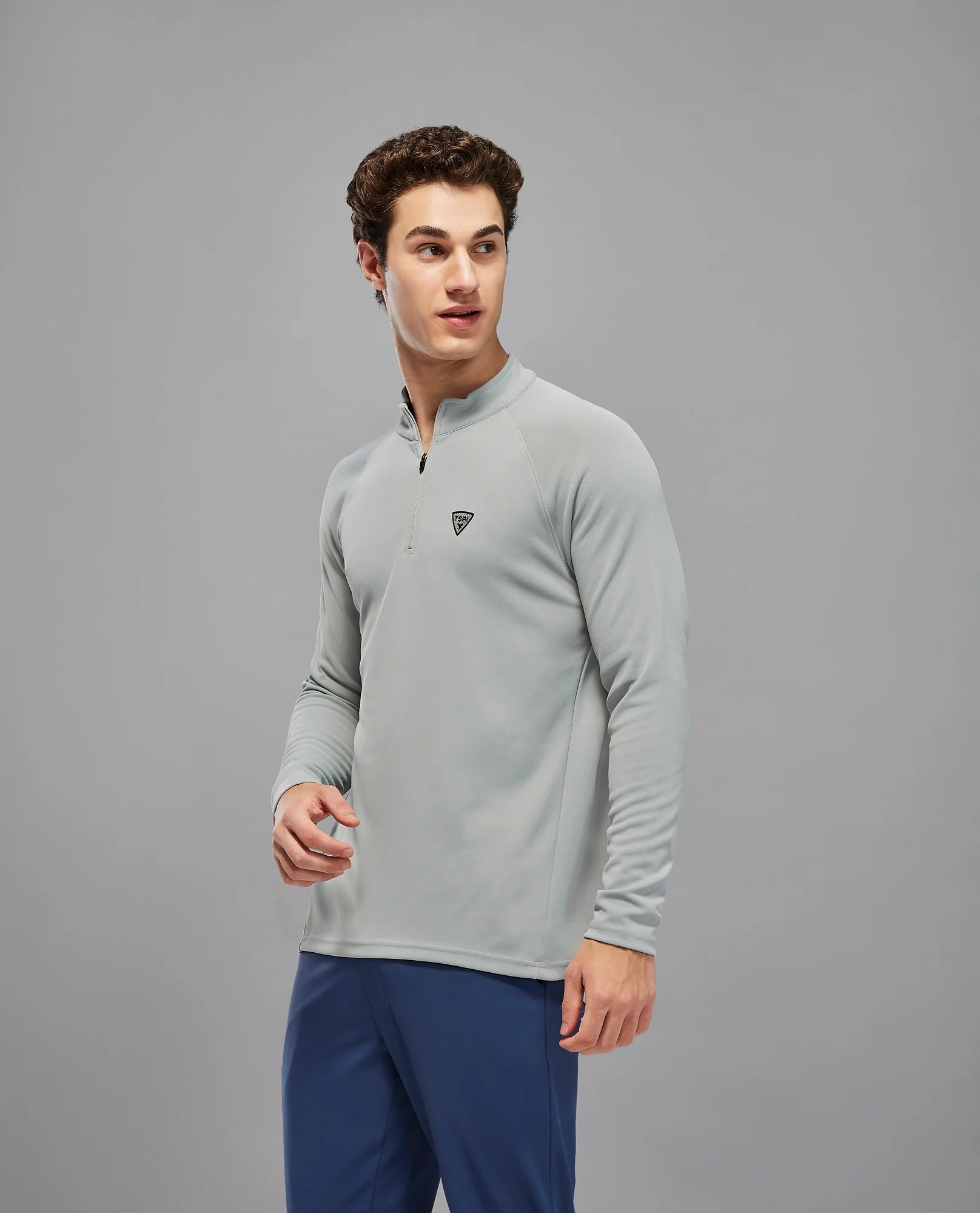Men Solid Slim Fit Mock Neck Sports Sweatshirt with ELASTO PLUS - Image 4