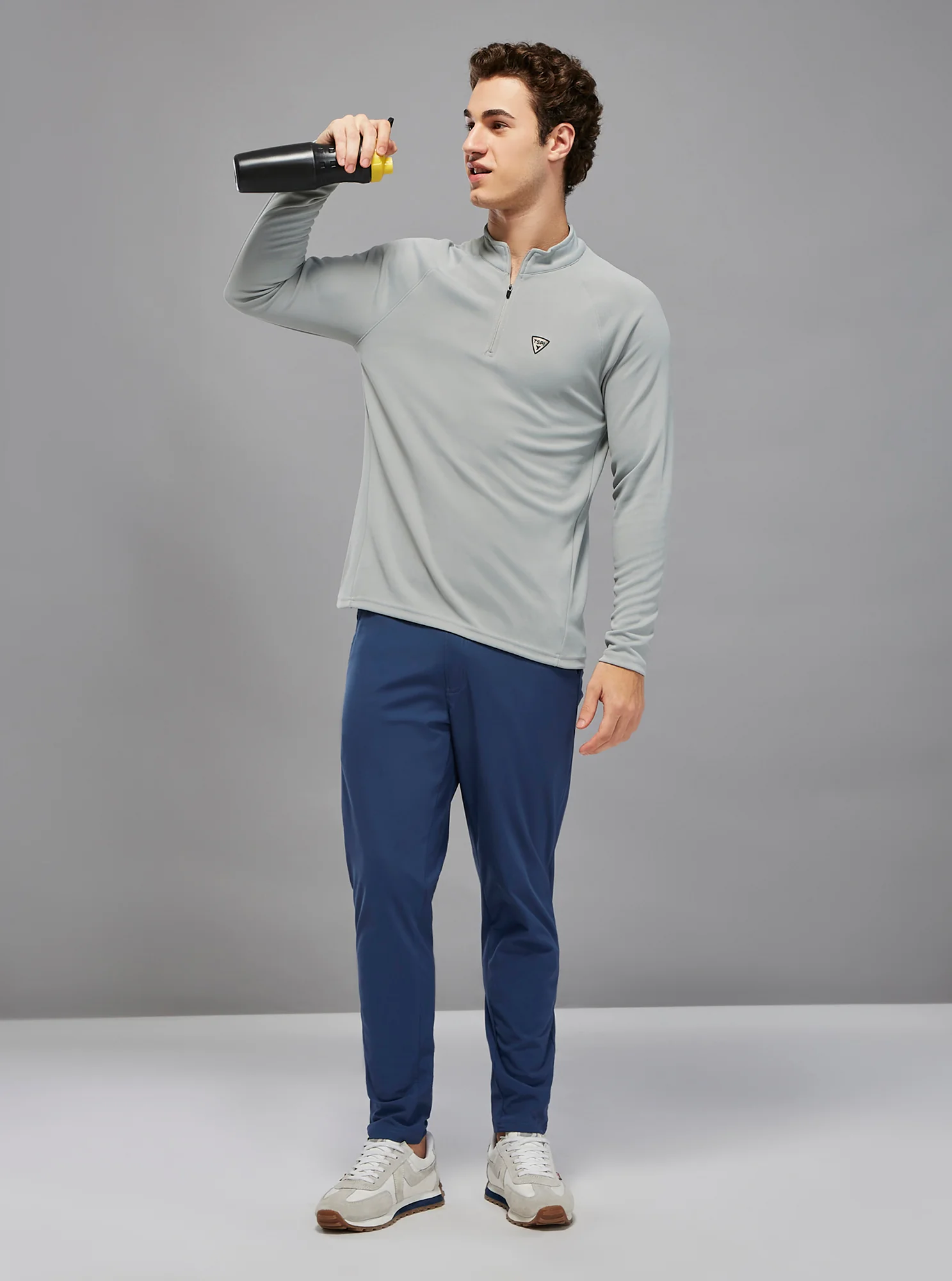 Men Solid Slim Fit Mock Neck Sports Sweatshirt with ELASTO PLUS - Image 5