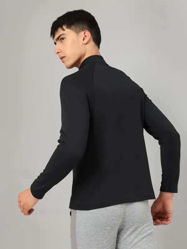 Men Solid Slim Fit Mock Neck Sports Sweatshirt with ELASTO PLUS - Image 3