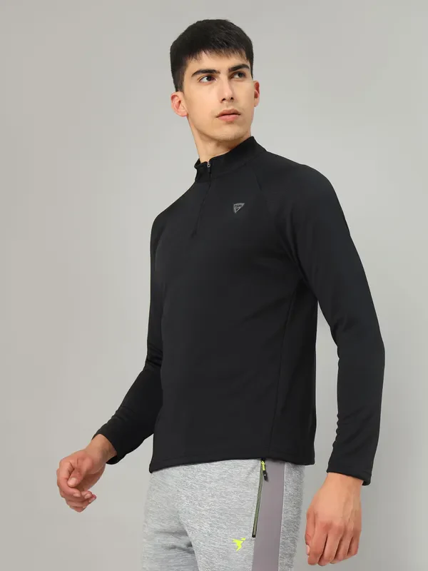 Men Solid Slim Fit Mock Neck Sports Sweatshirt with ELASTO PLUS - Image 4