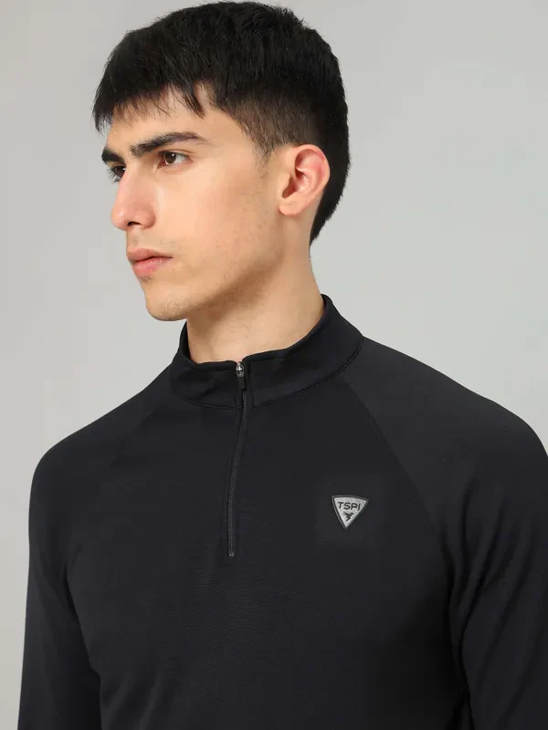 Men Solid Slim Fit Mock Neck Sports Sweatshirt with ELASTO PLUS - Image 6