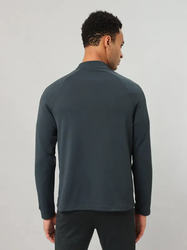Men Solid Slim Fit Mock Neck Sports Sweatshirt with ELASTO PLUS - Image 3