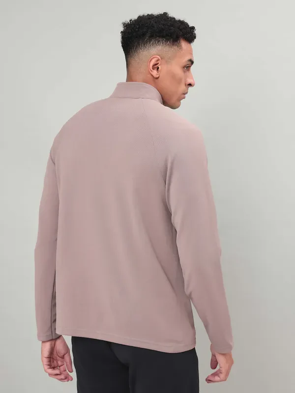 Men Solid Slim Fit Mock Neck Sports Sweatshirt with ELASTO PLUS - Image 3
