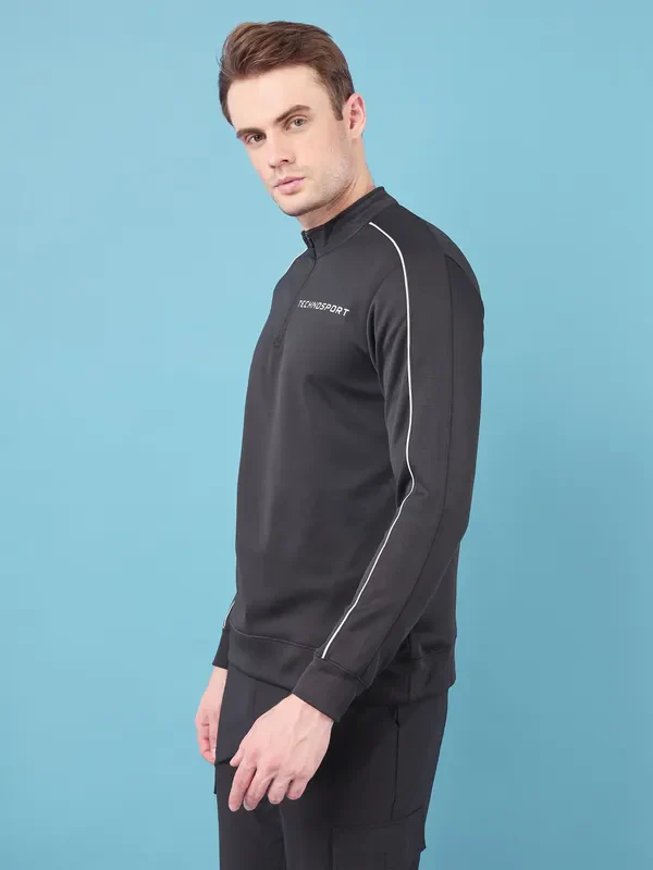Men Solid Slim Fit Mock Neck Jacket with ELASTO PLUS - Image 3