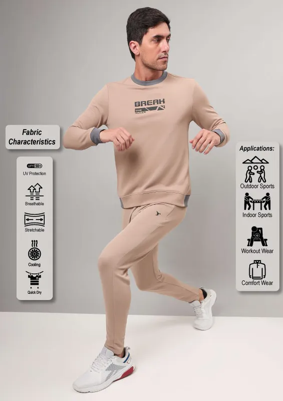 Men Printed Slim Fit Crew Neck Sweatshirt with TECHNO WARM+ - Image 5
