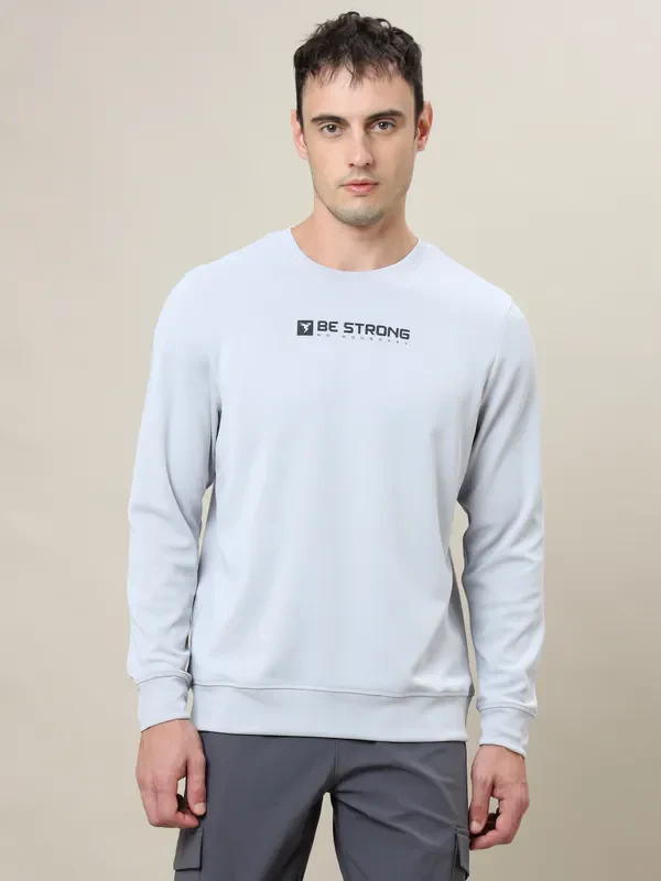 Men Printed Slim Fit Crew Neck Sweatshirt with ELASTO PLUS - Image 2