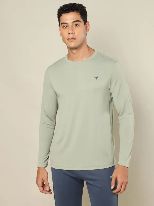 Men Solid Slim Fit Crew Neck T-shirt with TECHNO COOL+ - Image 2