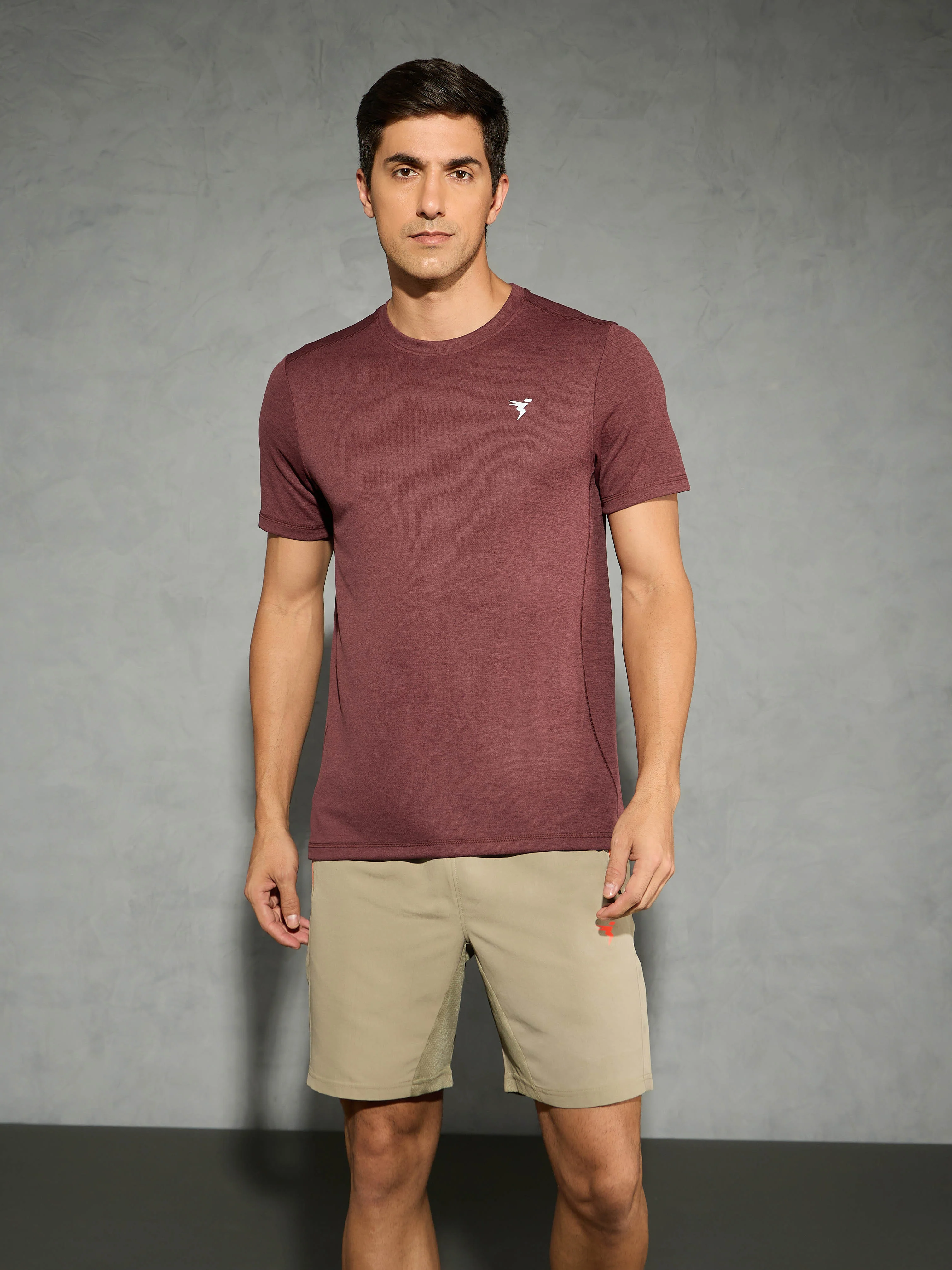 Men Solid Slim Fit Crew Neck T-shirt with DOUBLE COOL - Image 2