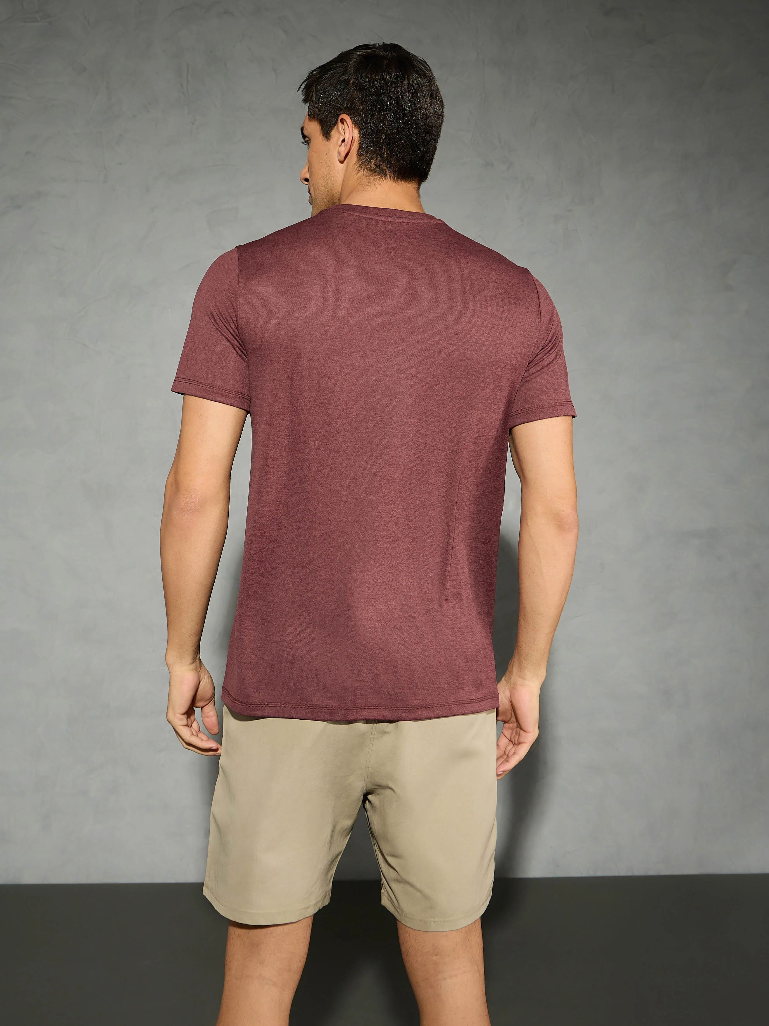 Men Solid Slim Fit Crew Neck T-shirt with DOUBLE COOL - Image 3