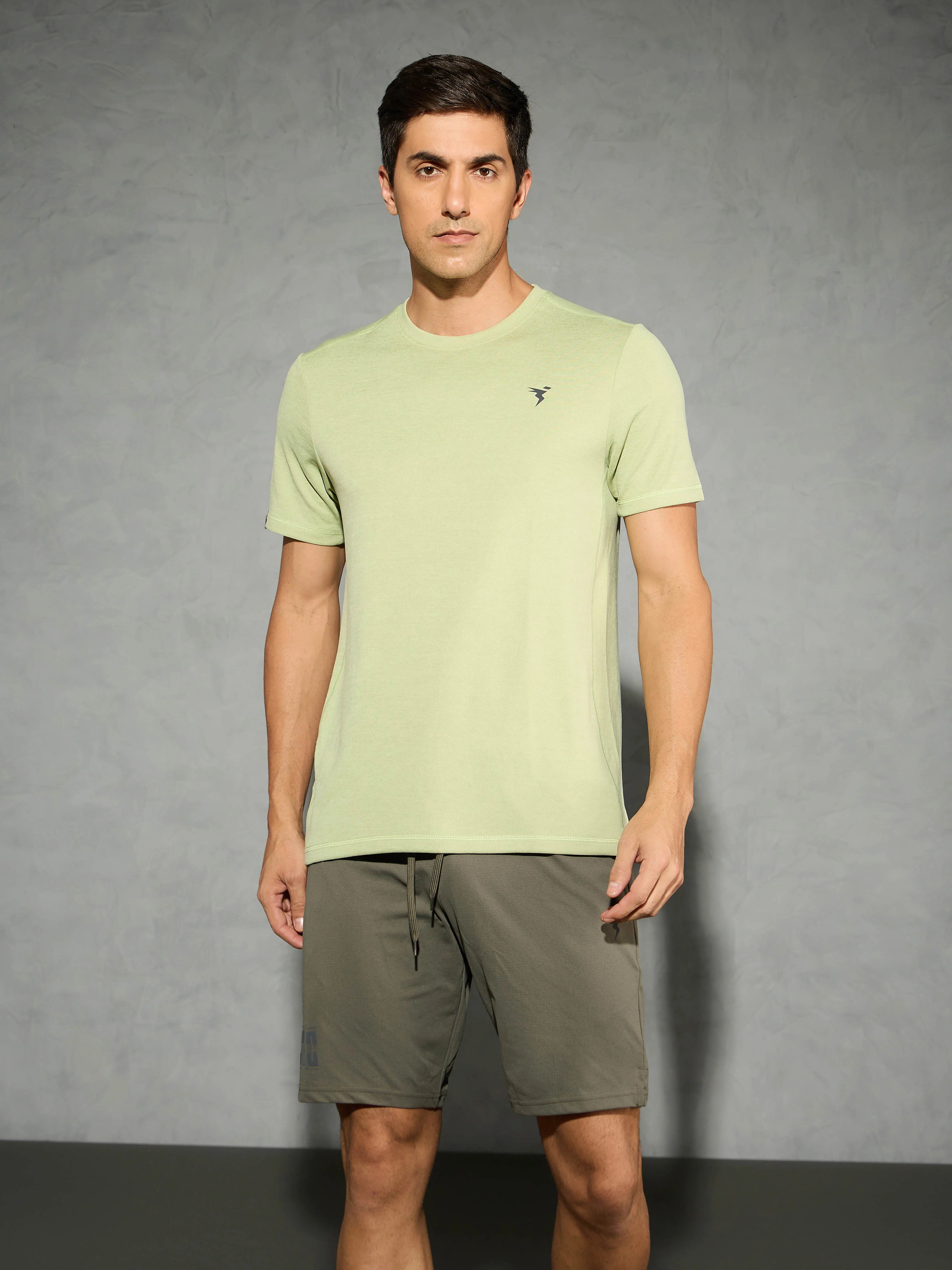 Men Solid Slim Fit Crew Neck T-shirt with DOUBLE COOL - Image 2