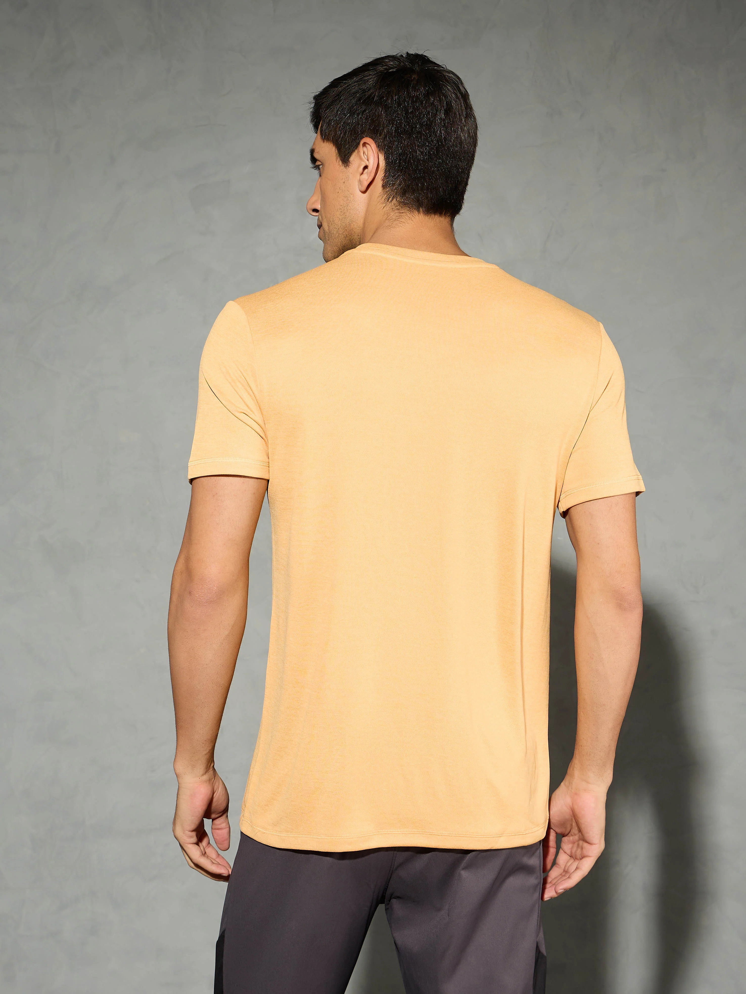 Men Solid Slim Fit Crew Neck T-shirt with DOUBLE COOL - Image 3