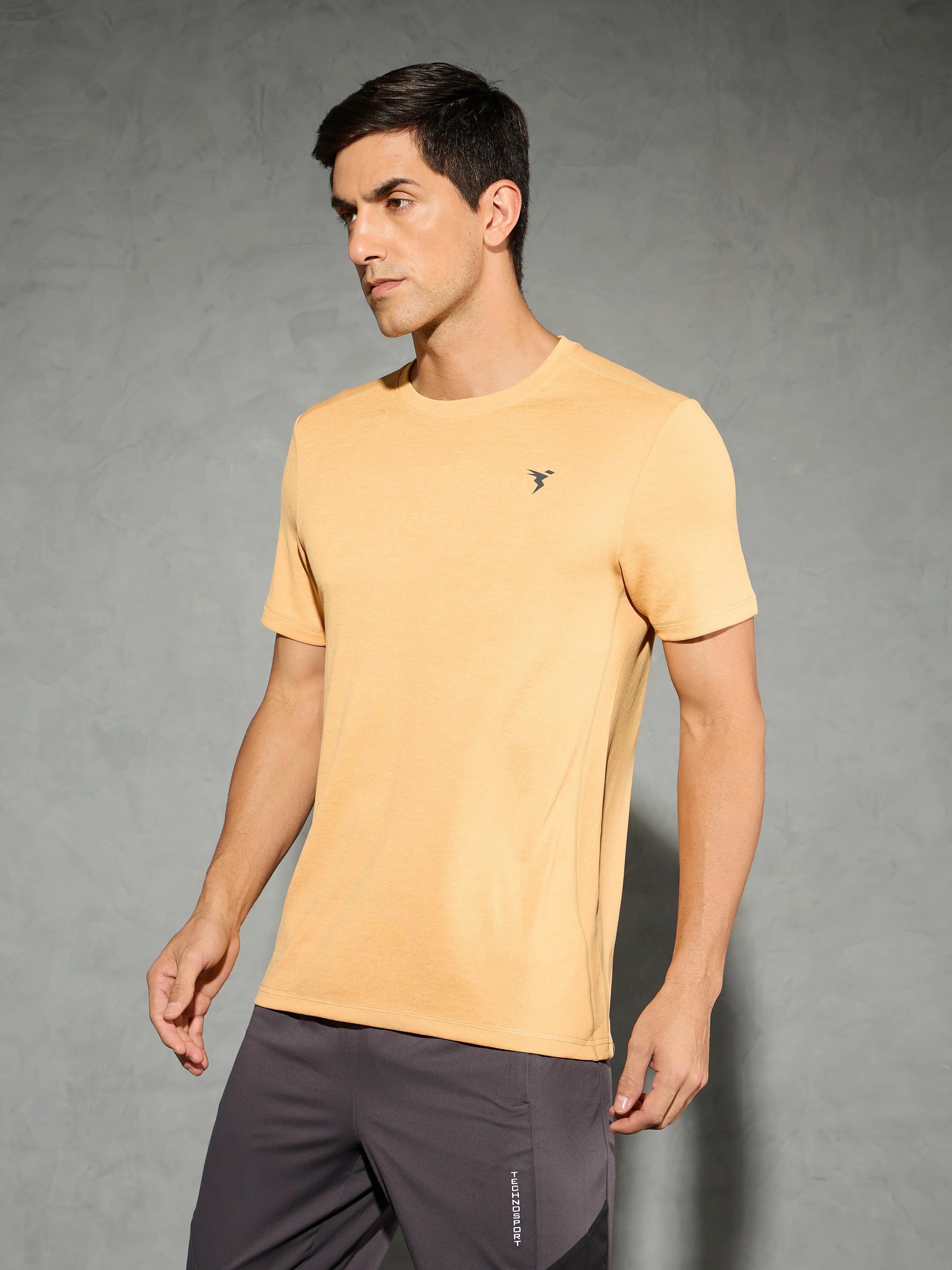Men Solid Slim Fit Crew Neck T-shirt with DOUBLE COOL - Image 4