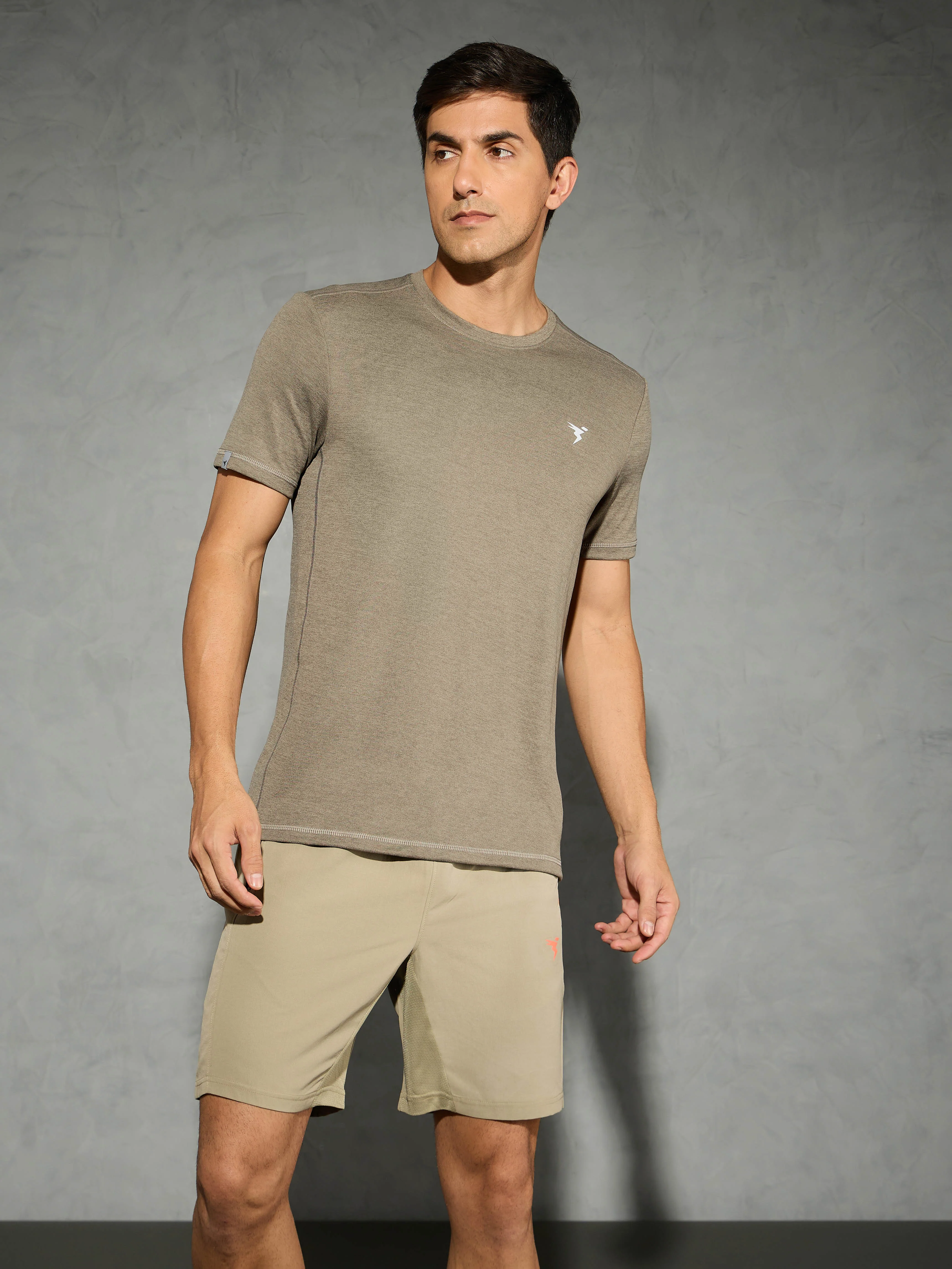 Men Solid Slim Fit Crew Neck T-shirt with DOUBLE COOL - Image 2