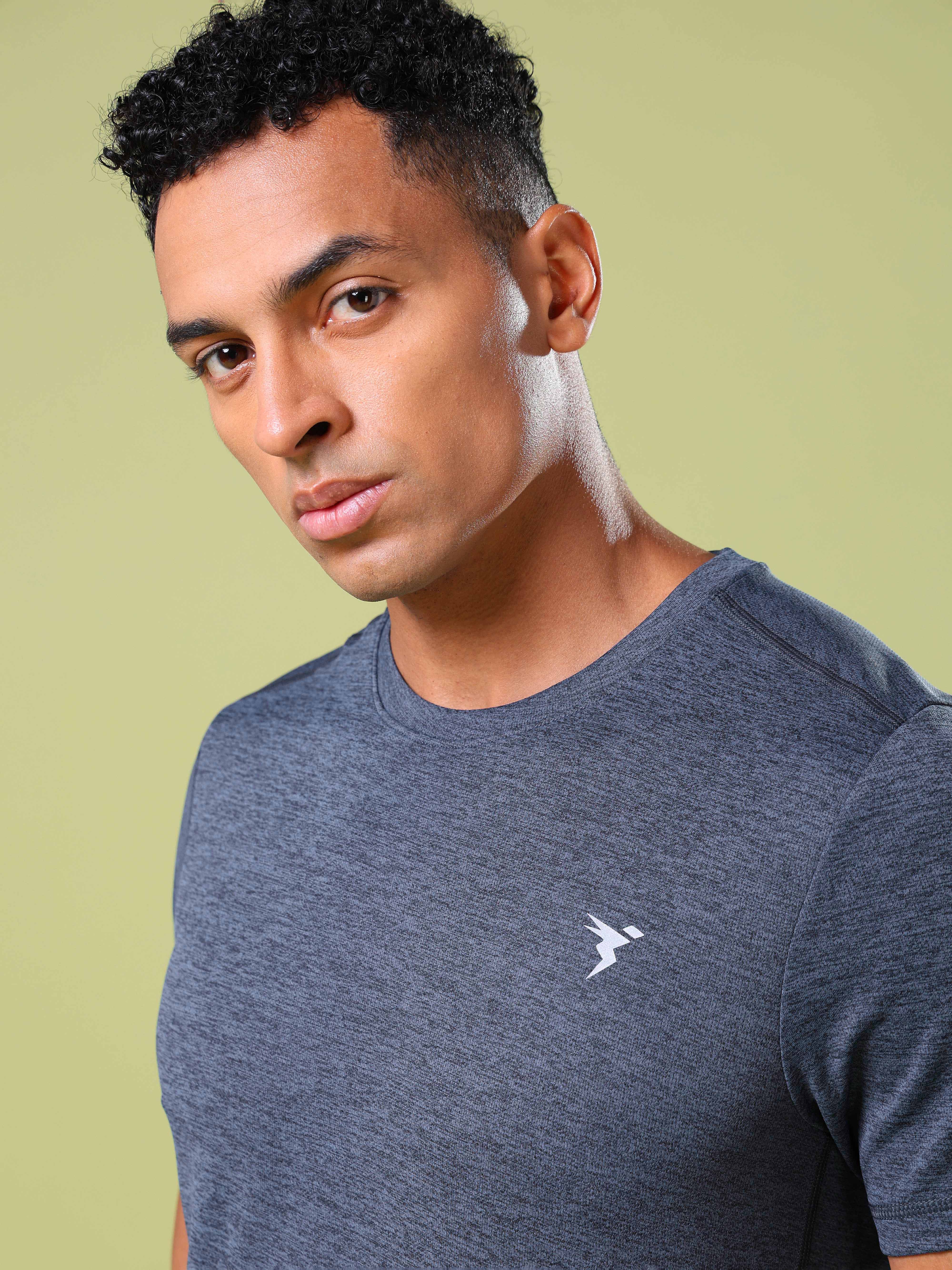 Men Solid Slim Fit Crew Neck T-shirt with DOUBLE COOL - Image 6