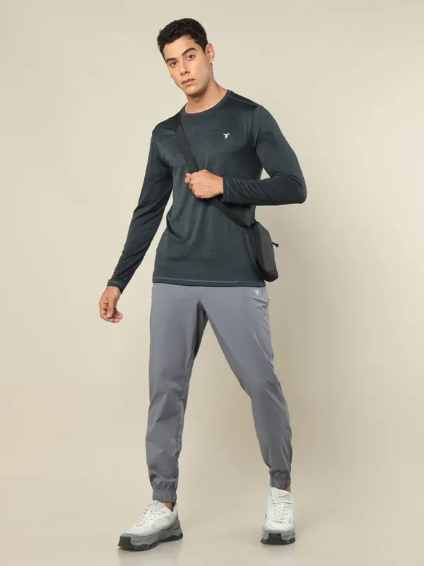 Men Melange Slim Fit Crew Neck T-shirt with DOUBLE COOL - Image 4