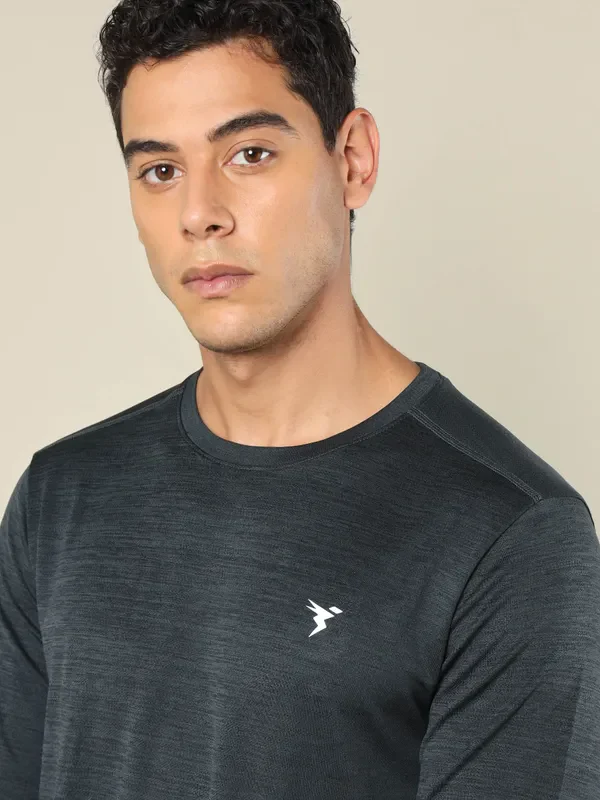 Men Melange Slim Fit Crew Neck T-shirt with DOUBLE COOL - Image 5
