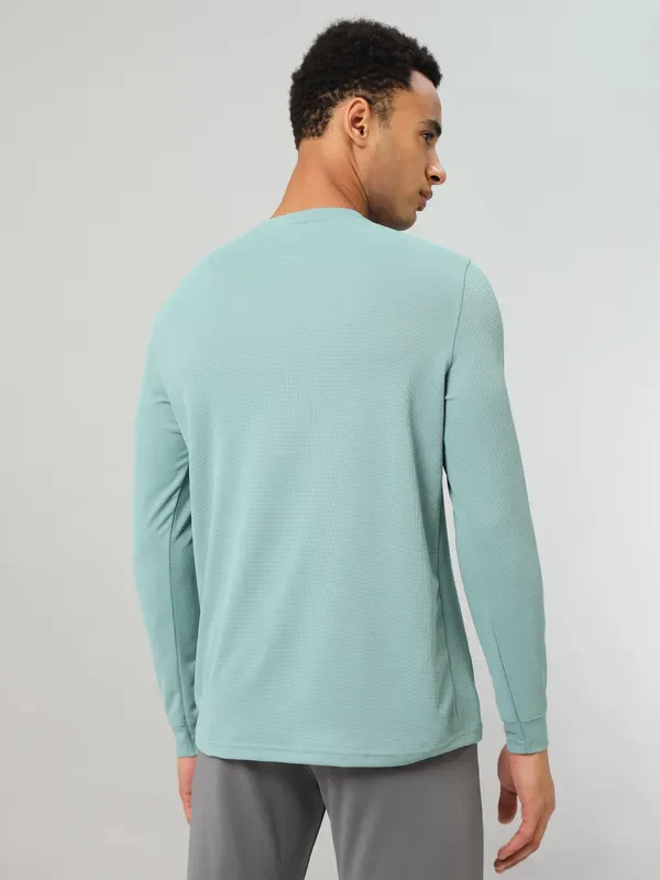 Men Self Design Slim Fit Henley Neck T-shirt with MATPIQ - Image 2
