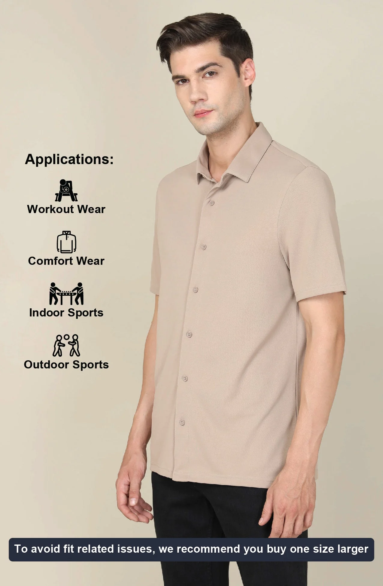 Men Solid Regular Fit Spread Collar Shirt with TECHNO COOL+ - Image 5