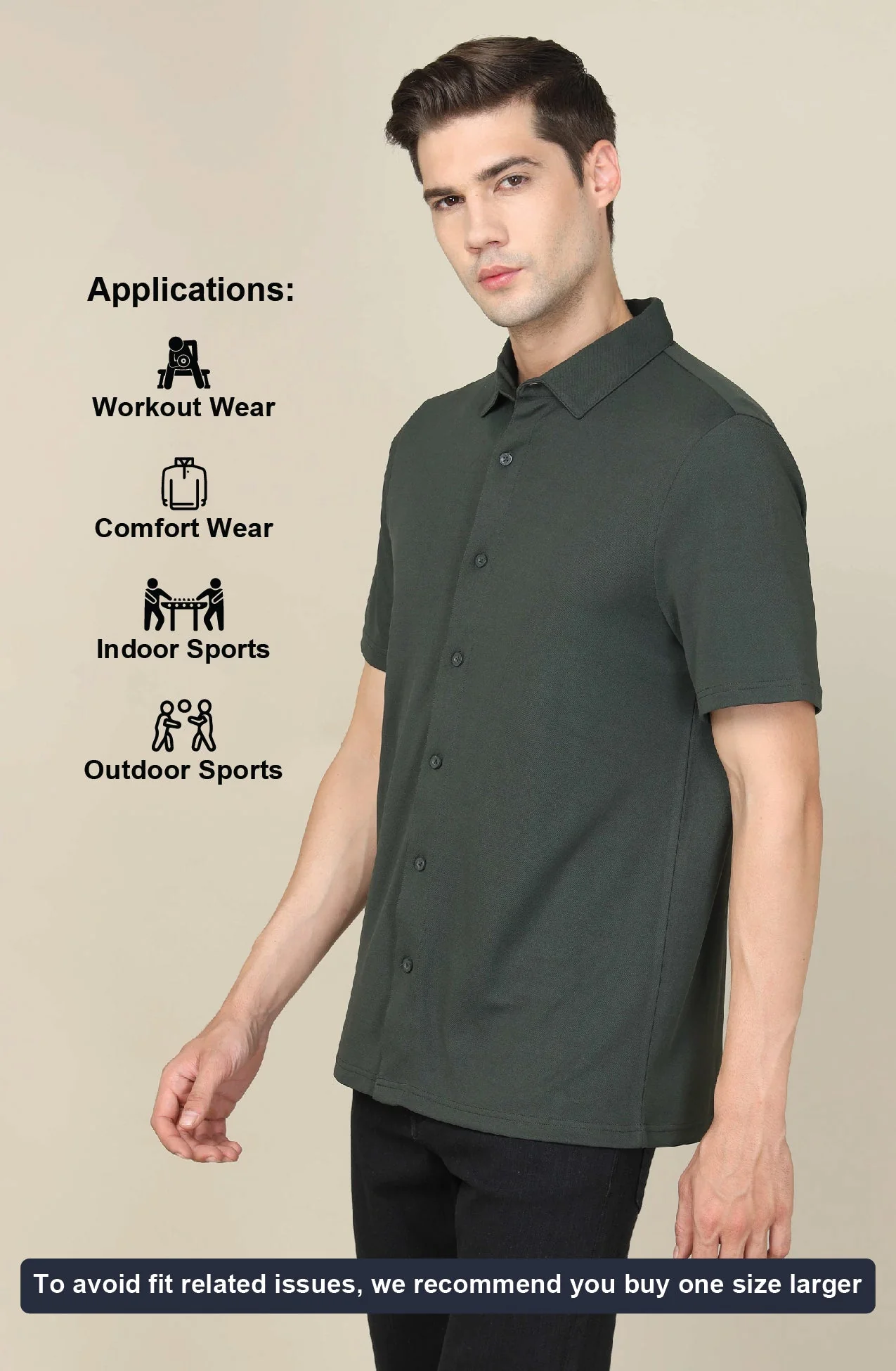 Men Solid Regular Fit Spread Collar Shirt with TECHNO COOL+ - Image 5