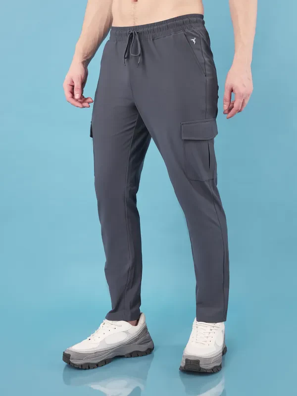 Men Solid Relax Fit Cargo Trackpants with DURACOOL+ - Image 4