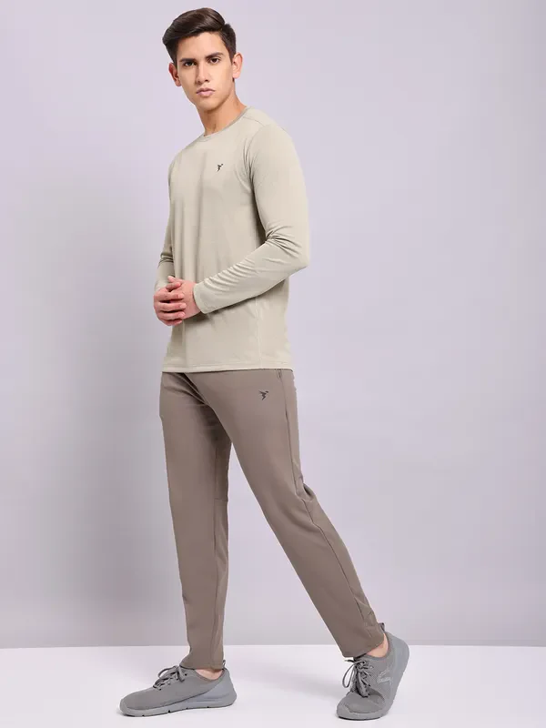 Men Melange Slim Fit Crew Neck T-shirt with DOUBLE COOL - Image 2