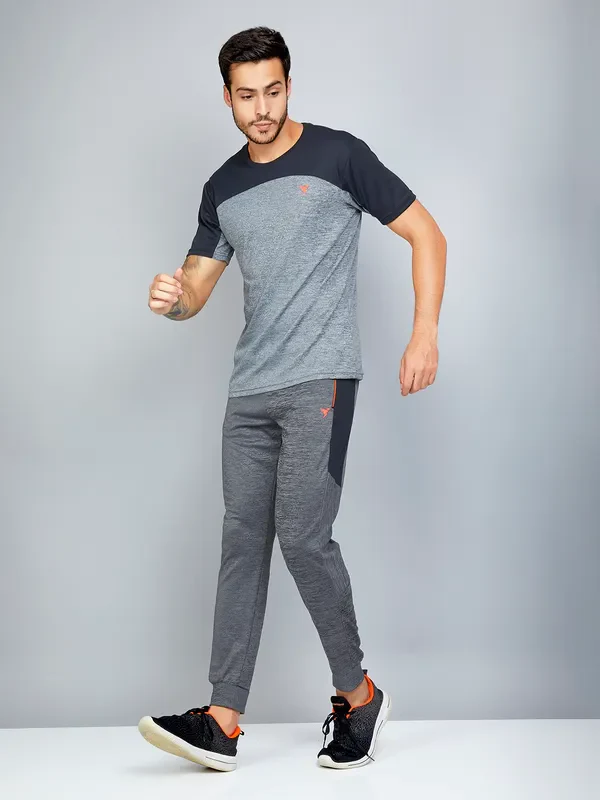 Men Melange Slim Fit Trackpants with TECHNO DRY - Image 2