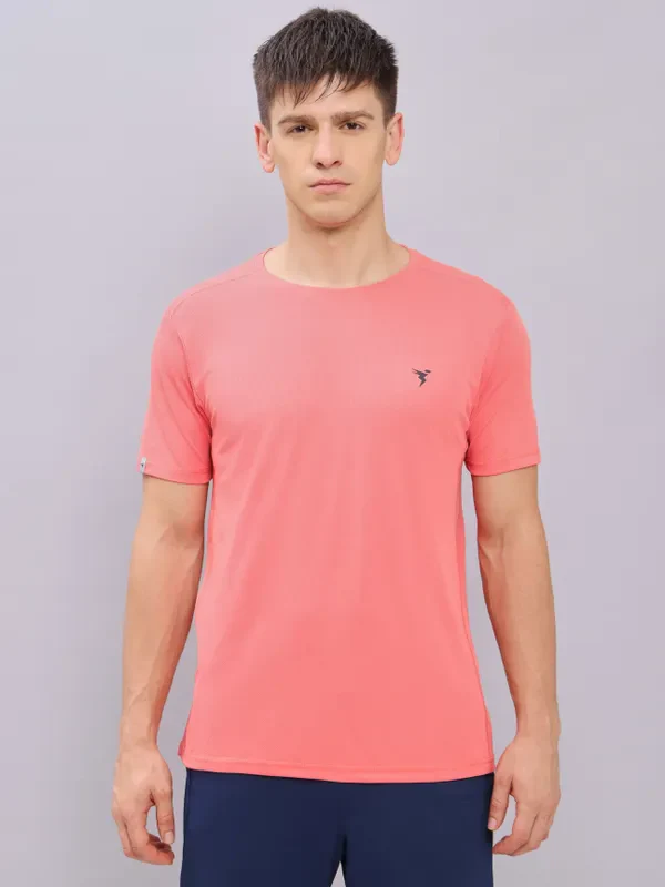 Men Solid Slim Fit Crew Neck T-shirt with TECHNO COOL+ - Image 2