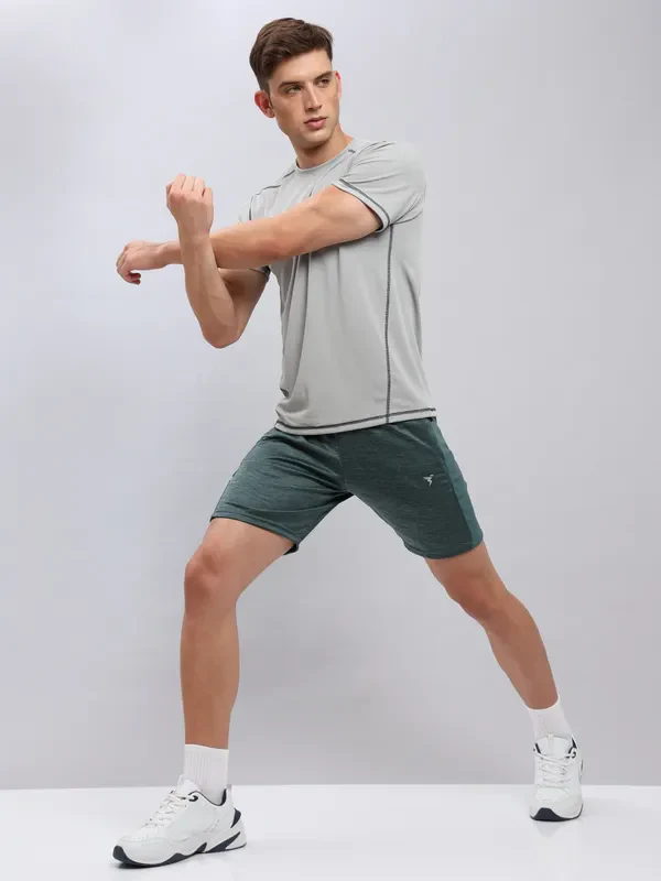 Men Melange Slim Fit Shorts with TECHNO DRY - Image 2