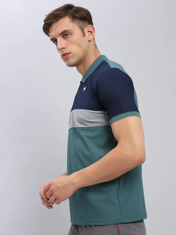 Men Colorblock Slim Fit Polo T-shirt with MATPIQ - Image 4