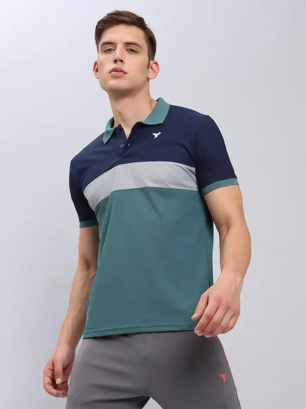 Men Colorblock Slim Fit Polo T-shirt with MATPIQ - Image 6