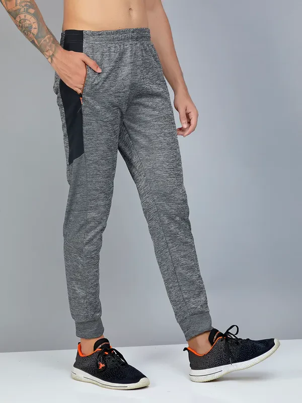 Men Melange Slim Fit Trackpants with TECHNO DRY - Image 5