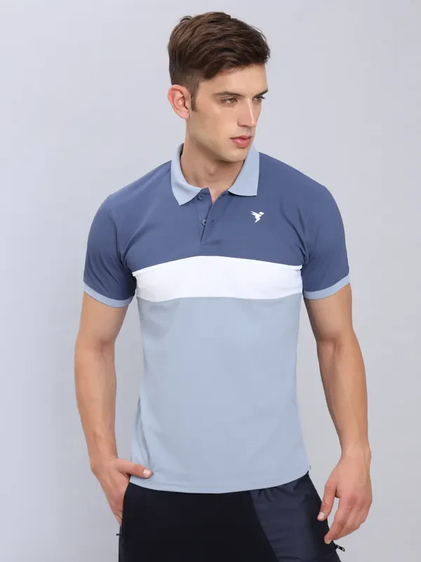 Men Colorblock Slim Fit Polo T-shirt with MATPIQ - Image 6