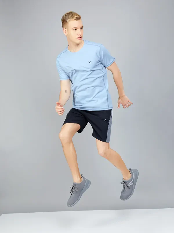 Men Solid Slim Fit Crew Neck T-shirt with TECHNO COOL+