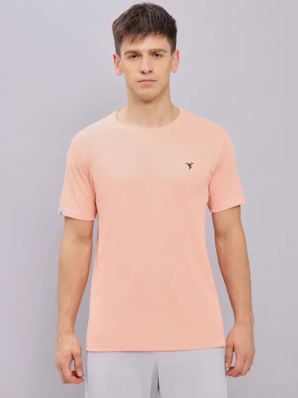 Men Solid Slim Fit Crew Neck T-shirt with TECHNO COOL+ - Image 2