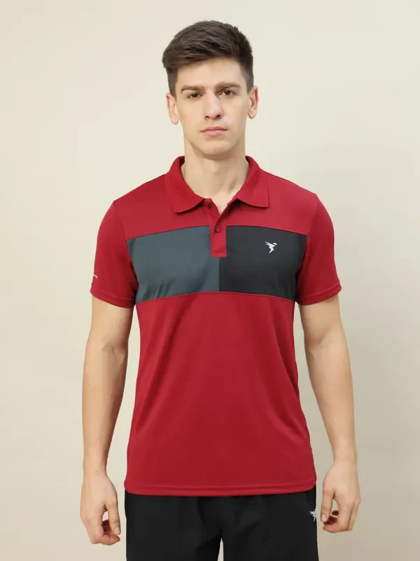 Men Colorblock Slim Fit Polo T-shirt with TECHNO COOL+ - Image 3