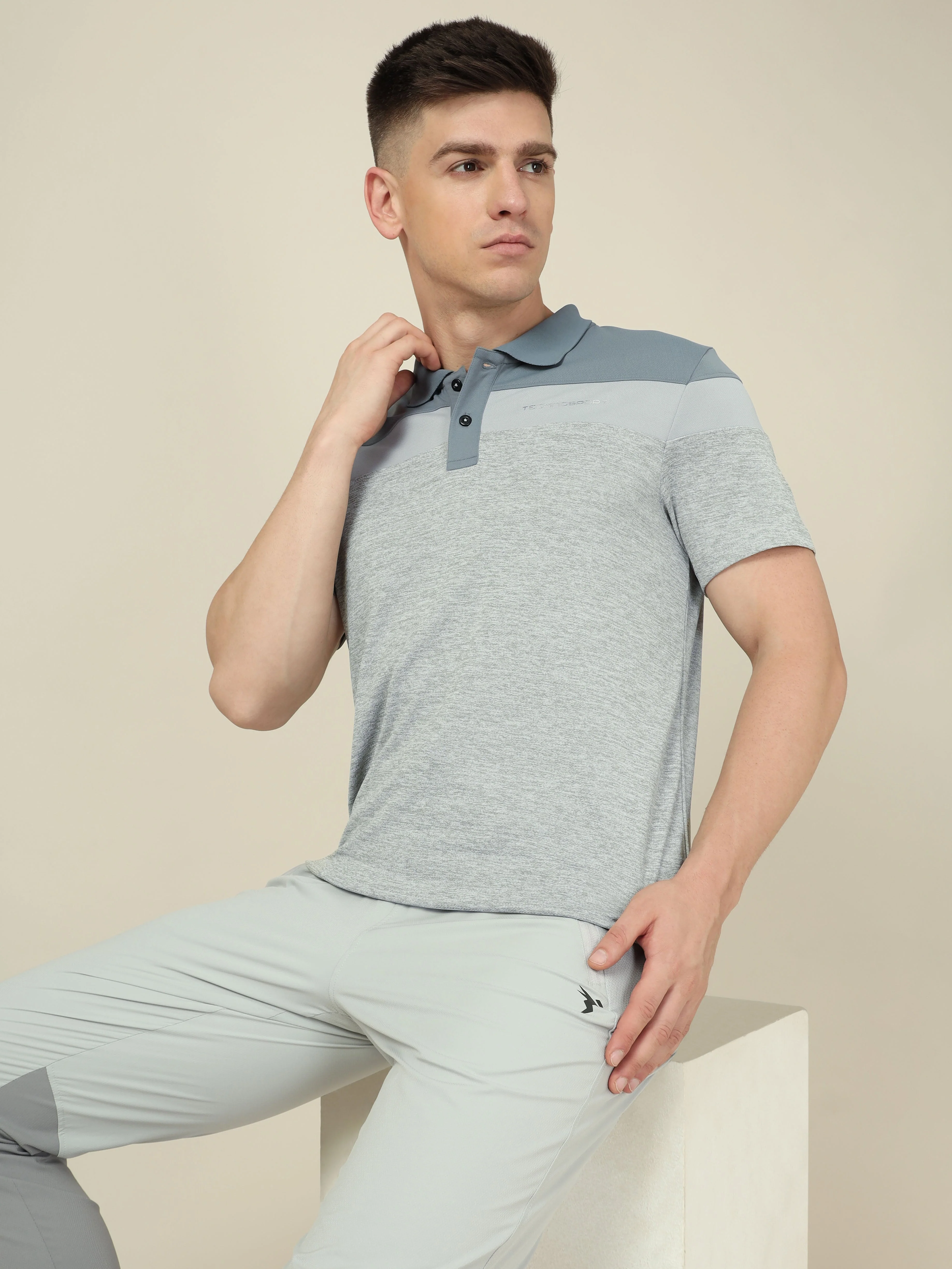 Men Colorblock Slim Fit Polo T-shirt with DOUBLE COOL - Image 3