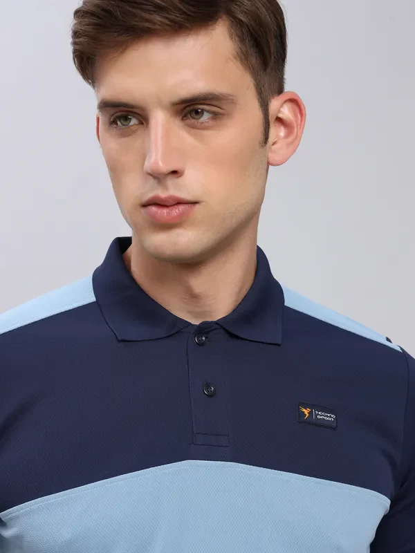 Men Colorblock Slim Fit Polo T-shirt with TECHNO COOL+ - Image 4