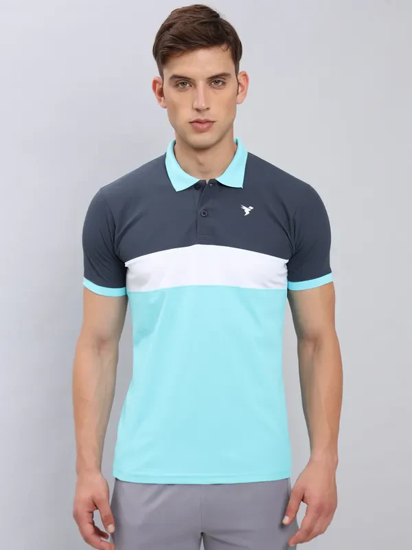 Men Colorblock Slim Fit Polo T-shirt with MATPIQ - Image 5