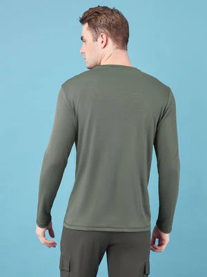 Men Solid Slim Fit Crew Neck T-shirt with TECHNO COOL+ - Image 2