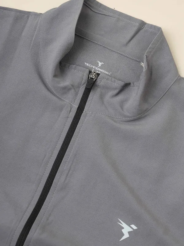 Men Solid Slim Fit Mock Neck Jacket with TECHNOLITE - Image 8