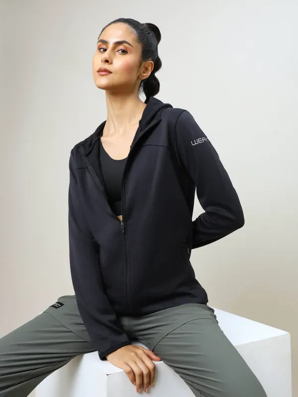 Women Solid Slim Fit Hooded Jacket with TECHNO WARM+ - Image 2