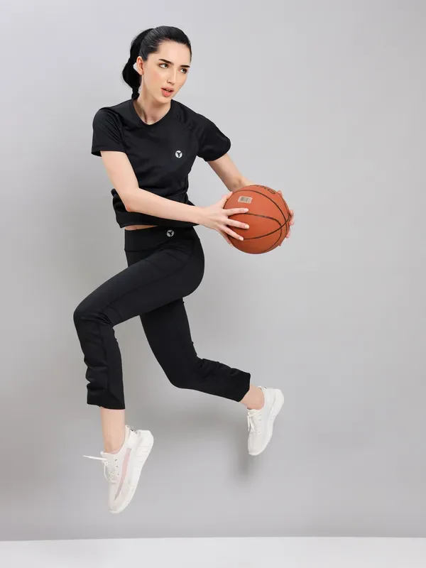Women Solid Slim Fit Crew Neck T-shirt with TECHNO COOL+ - Image 6