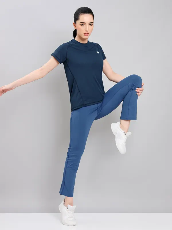 Women Solid Slim Fit Crew Neck T-shirt with TECHNO COOL+ - Image 6