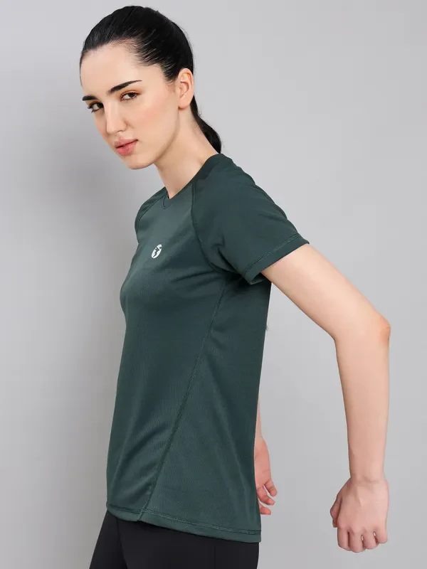 Women Solid Slim Fit Crew Neck T-shirt with TECHNO COOL+ - Image 4