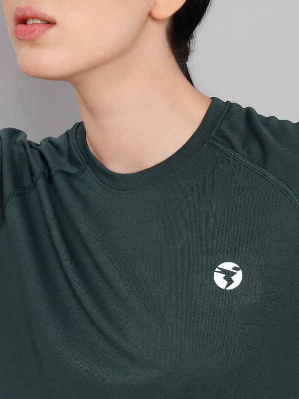 Women Solid Slim Fit Crew Neck T-shirt with TECHNO COOL+ - Image 6