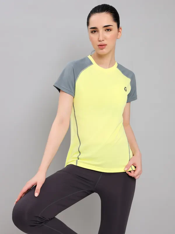 Women Colorblock Slim Fit Crew Neck T-shirt with TECHNO COOL+ - Image 5