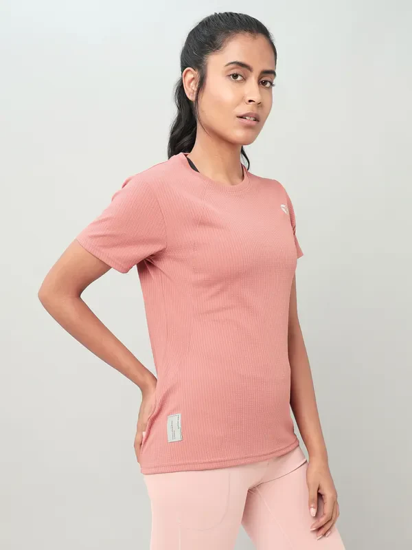 Women Self Design Slim Fit Crew Neck T-shirt with TECHNO COOL+ - Image 6